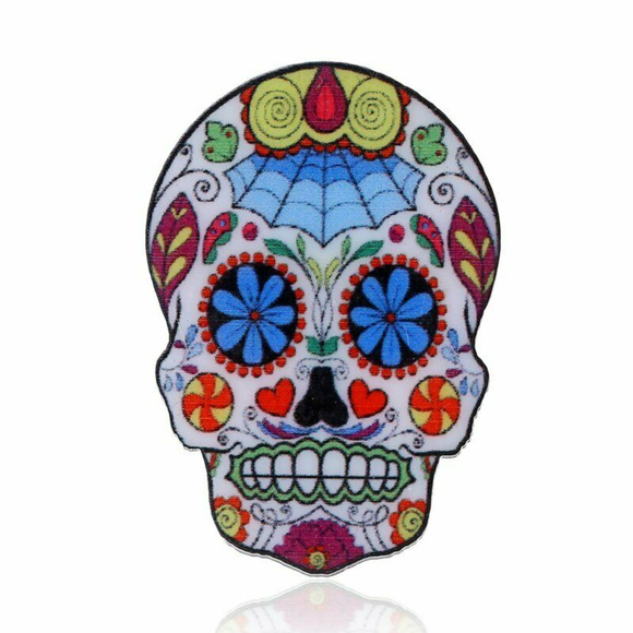 Jewelry - SUGAR SKULL PIN / BROOCH - Latin Jewelry Calavera Jewelry - SUGAR SKULL PIN / BROOCH - Latin Jewelry Calavera